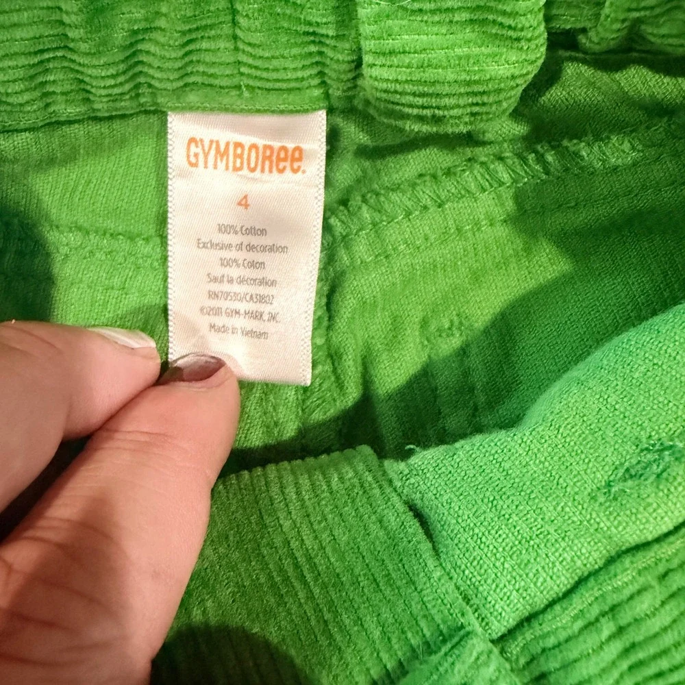 VTG Gymboree Corduroy Pants Kids 4 Green Bow Rhinestone Twee Y2K Bratz